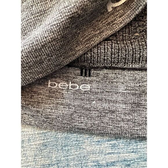 Bebe Heathered Gray Ribbed Knit Athletic Sports Bra w Cut Outs Large - Picture 5 of 6